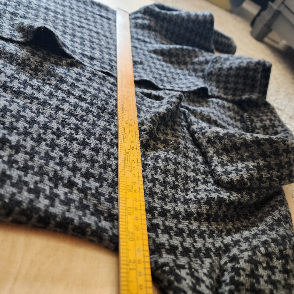 ChiaraMente Women’s Wool Open Cardigan Sweater Houndstooth Gray Large - Picture 10 of 12